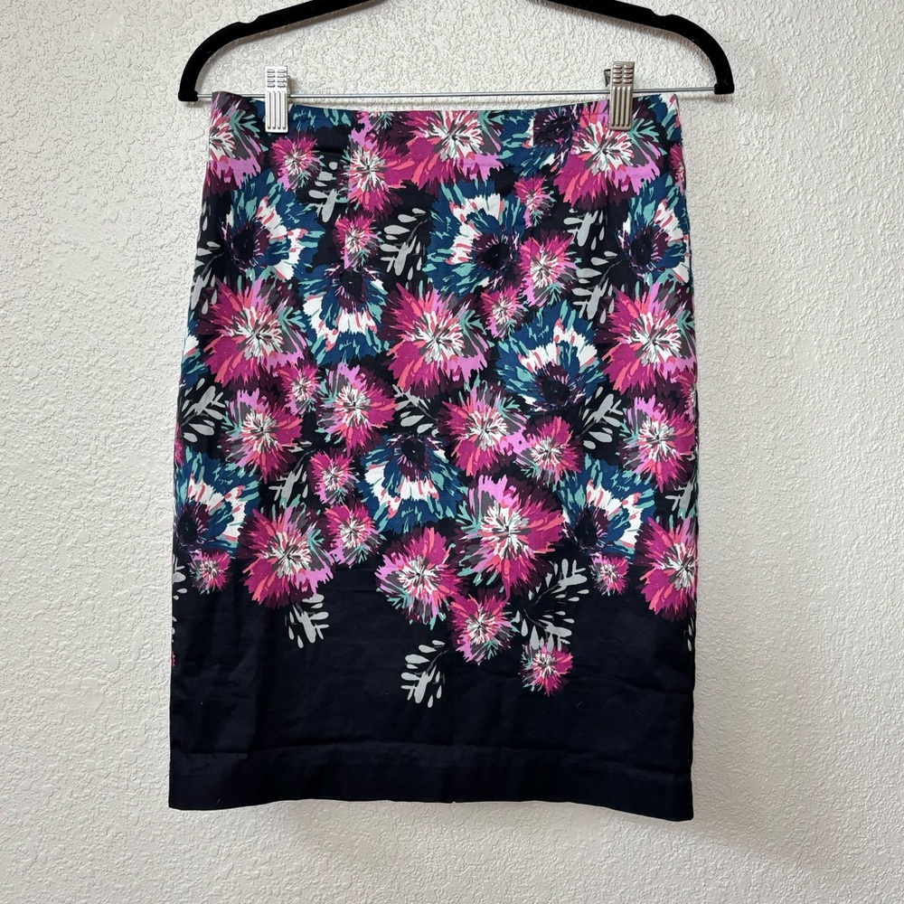Elle Black & Pink Floral Print Pencil Skirt Size 2